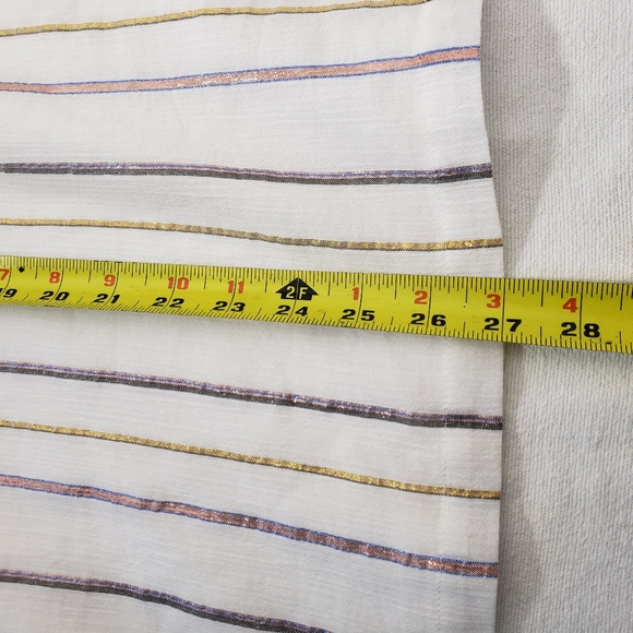 CHARLES HENRY Metallic Stripe Ivory Popover Dress Sz M NWT - Picture 10 of 15